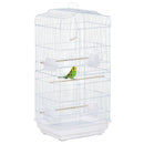 Bird Cage with Stand, Perches, Food Bowls, Swing, 46.5 x 35.5 x 92cm, White