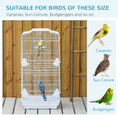 Bird Cage with Stand, Perches, Food Bowls, Swing, 46.5 x 35.5 x 92cm, White