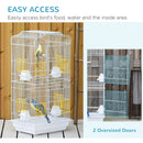 Bird Cage with Stand, Perches, Food Bowls, Swing, 46.5 x 35.5 x 92cm, White