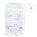 Bird Cage with Stand, Perches, Food Bowls, Swing, 46.5 x 35.5 x 92cm, White