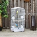 Bird Cage with Stand, Perches, Food Bowls, Swing, 46.5 x 35.5 x 92cm, White
