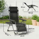 Outsunny Zero Gravity Chairs Set of 2 with Cup Holder, Headrest, Black