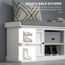 HOMCOM Shoe Storage Bench with Cushion 2 Cabinets for Entryway Hallway White