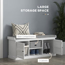HOMCOM Shoe Storage Bench with Cushion 2 Cabinets for Entryway Hallway White