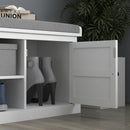 HOMCOM Shoe Storage Bench with Cushion 2 Cabinets for Entryway Hallway White
