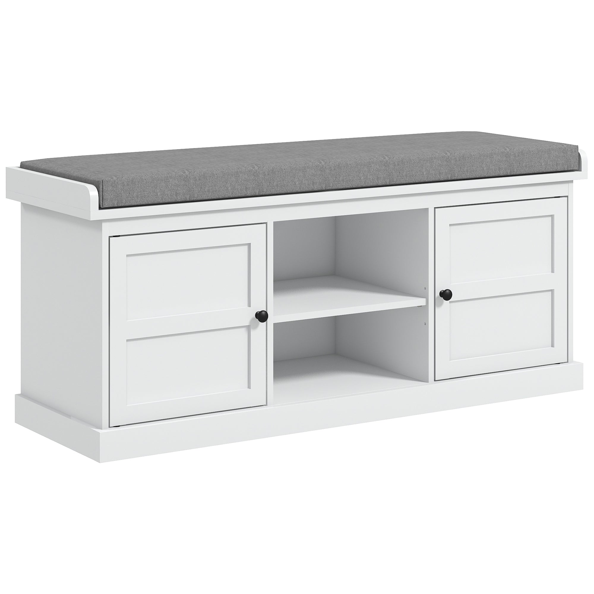 Obi Bench HOMCOM Shoe Storage Bench with Cushion 2 Cabinets for Entryway Hallway