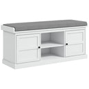 HOMCOM Shoe Storage Bench with Cushion 2 Cabinets for Entryway Hallway White
