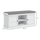HOMCOM Shoe Storage Bench with Cushion 2 Cabinets for Entryway Hallway White