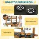 AIYAPLAY Wooden Mud Kitchen with Wheels, Stove, Stainless Steel Accessories