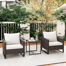 Outsunny 3PCS Rattan Bistro Set Glass Top Table and Chairs with 4 Cushions