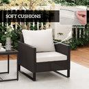 Outsunny 3PCS Rattan Bistro Set Glass Top Table and Chairs with 4 Cushions