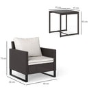 Outsunny 3PCS Rattan Bistro Set Glass Top Table and Chairs with 4 Cushions