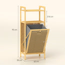 HOMCOM Removable 37L Laundry Hamper with Bamboo Bathroom Storage Cabinet