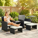 Outsunny 6 Piece Rattan Garden Furniture Set with Nesting Tables, Black