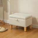 HOMCOM Linen Storage Ottoman Storage Box with Rubberwood Legs