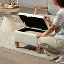 HOMCOM Linen Storage Ottoman Storage Box with Rubberwood Legs