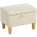 HOMCOM Linen Storage Ottoman Storage Box with Rubberwood Legs