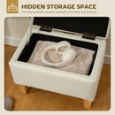 HOMCOM Linen Storage Ottoman Storage Box with Rubberwood Legs