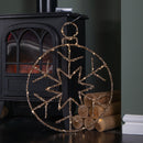 49cm Battery Powered Light up Gold Christmas Snowflake Ball with Warm White Twinkling LEDs