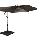 3m Cantilever Banana Garden Parasol in Grey with Crank Handle and Parasol Base Weights Included