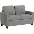 HOMCOM Modern 2 Seater Sofa With Spring Cushion, Back Pillow - Blue/Grey