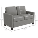 HOMCOM Modern 2 Seater Sofa With Spring Cushion, Back Pillow - Blue/Grey