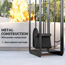 Outsunny 5 PCS Fireplace Companion Set, Metal Fireplace Accessories, Black