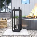 Outsunny 5 PCS Fireplace Companion Set, Metal Fireplace Accessories, Black