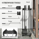 Outsunny 5 PCS Fireplace Companion Set, Metal Fireplace Accessories, Black