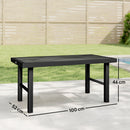 Outsunny Garden Coffee Table with SPC Woodgrain Tabletop, Dark Grey