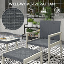 Outsunny 5 Pieces Rattan Patio set with Acacia Wood Top Coffee Table