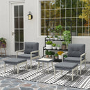 Outsunny 5 Pieces Rattan Patio set with Acacia Wood Top Coffee Table