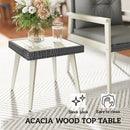 Outsunny 5 Pieces Rattan Patio set with Acacia Wood Top Coffee Table