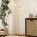 HOMCOM Standing Lamp With Adjustable Dual Head, Modern Floor Lamp, Gold Tone