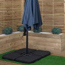 3m Cantilever Banana Garden Parasol in Blue with Crank Handle and Parasol Base Weights Included