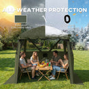 Outsunny Pop Up Gazebo Waterproof With Awning 2 X 2 M Army Green