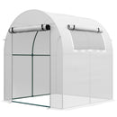 Outsunny Walk in Polytunnel Greenhouse with Roll-up Window and Door, White