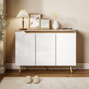 HOMCOM Sideboard Storage Cabinet With 5 Rubberwood Legs, White And Oak