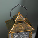 27cm  Christmas Dual Powered Water Spinner Antique Effect Lantern with Snowman Scene