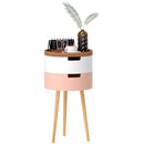 HOMCOM 3-Tier Round Side Table With Storage, Wood Legs, Multicolour