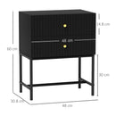 HOMCOM Modern Bedside Table with 2 Drawers for Bedroom, White