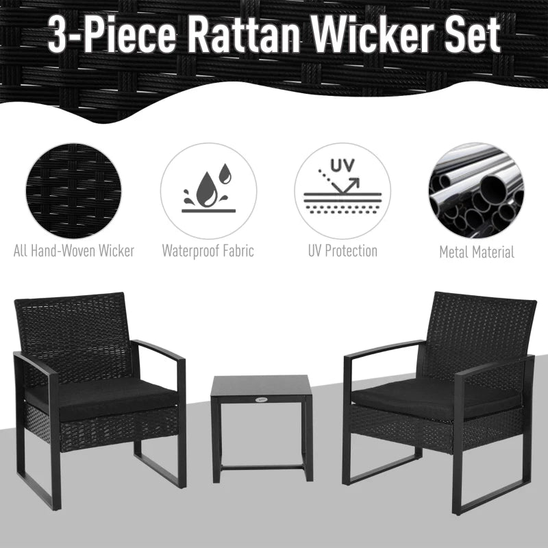 Outsunny Rattan Bistro Set - Black