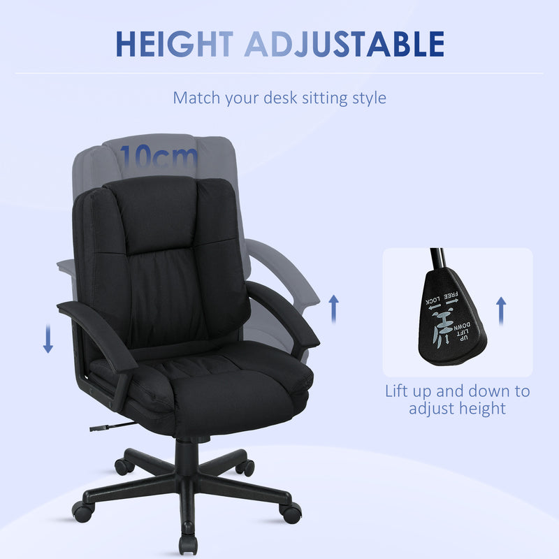 HOMCOM Swivel Executive Office Chair Mid Back Chair w/ Arm, Black
