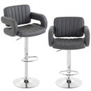 HOMCOM Bar Stools Adjustable Swivel With Armrest Set Of 2 Grey