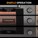 HOMCOM 30L Mini Oven With Adjustable Temperature, 60 Min Time 1600W, Silver