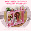 AIYAPLAY Kids Wardrobe, Kids Clothes Rail With Mirror For Bedroom, Pink