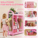 AIYAPLAY Kids Wardrobe, Kids Clothes Rail With Mirror For Bedroom, Pink