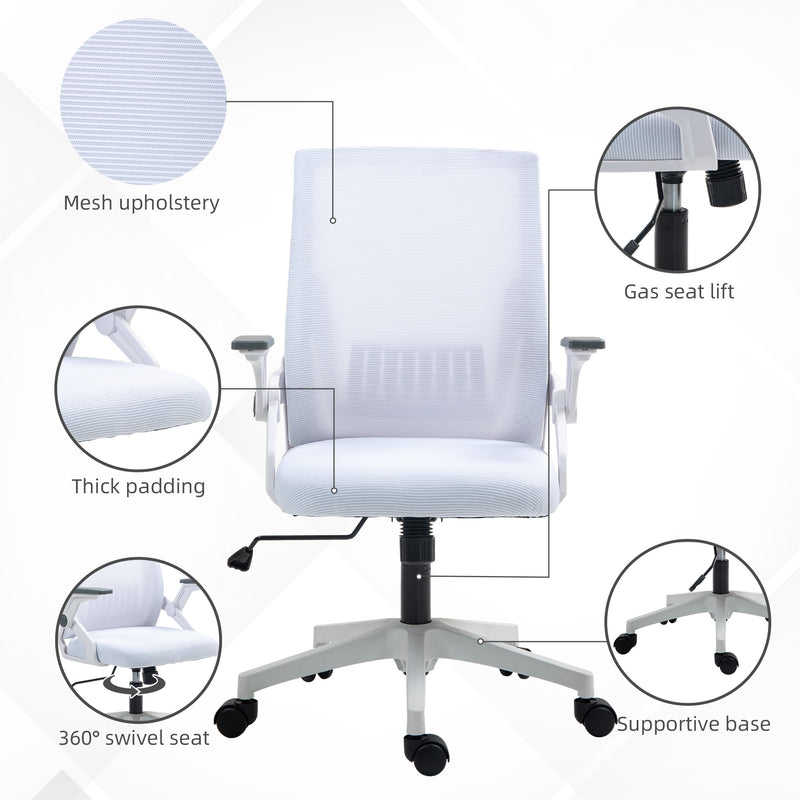 Vinsetto Mesh Office Chair For Home With Lumbar Support, Flip-up Arm, Wheels