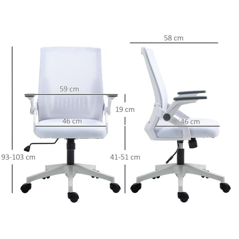Vinsetto Mesh Office Chair For Home With Lumbar Support, Flip-up Arm, Wheels