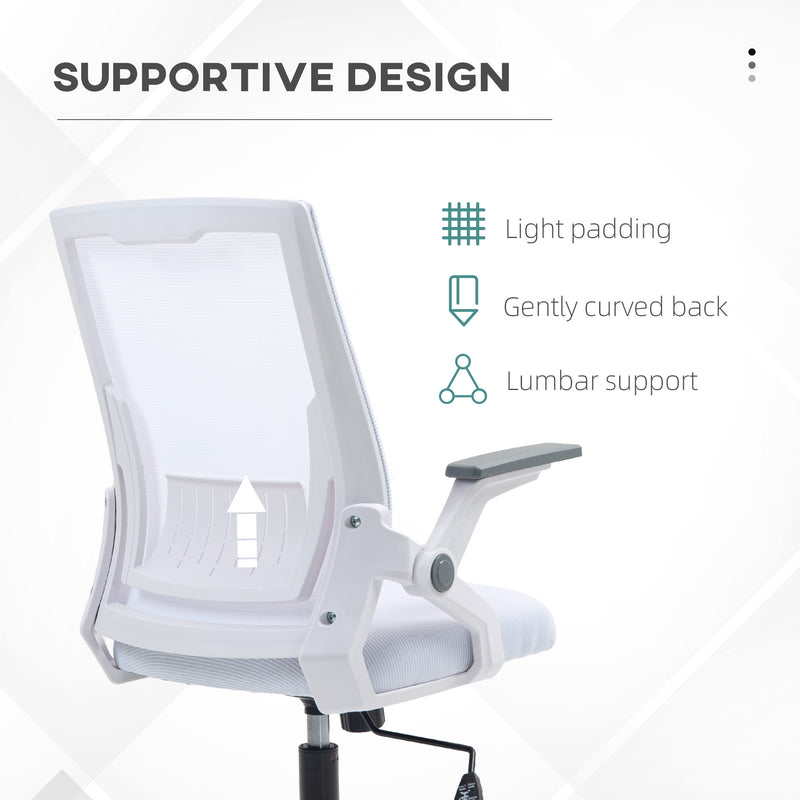 Vinsetto Mesh Office Chair For Home With Lumbar Support, Flip-up Arm, Wheels